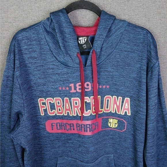 FC Barcelona Hoodie Sweatshirt Mens Large Heather Blue Força Barça Official - Picture 4 of 11